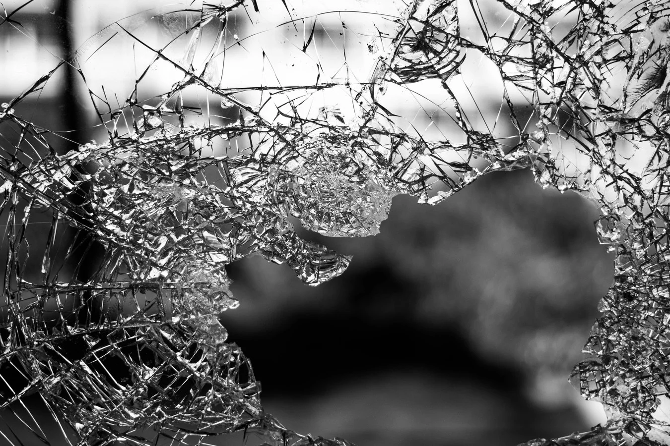 Broken glass requiring urgent attention
