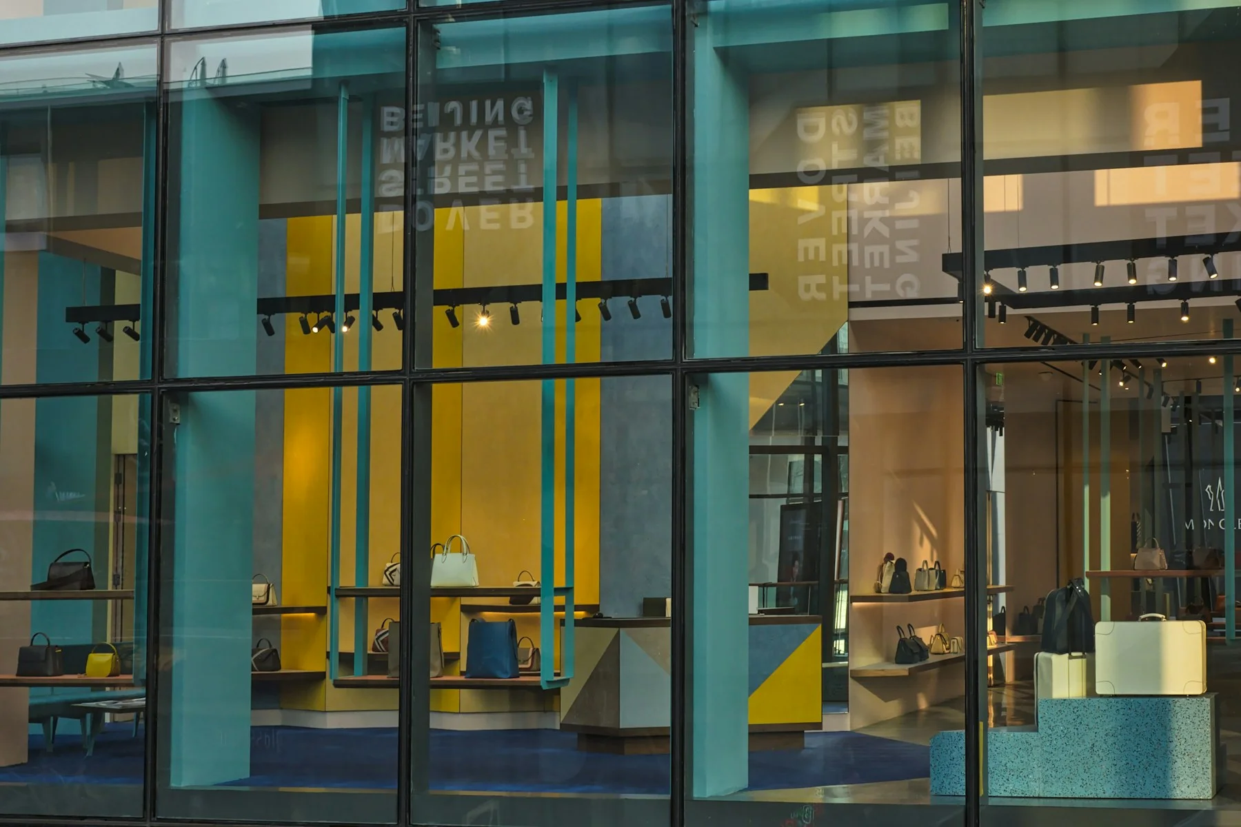 Colourful retail frontage with a large display window