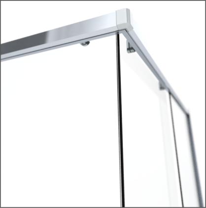 Shower screen hinge and hardware detail
