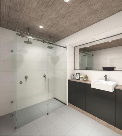 Frameless sliding shower screen designed to save bathroom space